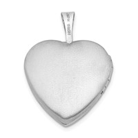Sterling Silver Rhodium-plated Satin and Polished Cross 16mm Heart Locket view 3