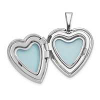 Sterling Silver Rhodium-plated Satin and Polished Cross 16mm Heart Locket view 5