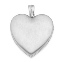 Sterling Silver Rhodium-plated Diamond-cut Cross and Flowers 24mm Heart Locket view 3