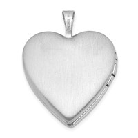 Sterling Silver Rhodium-plated 20mm Satin Pink Ribbon Love Heart Locket view 3