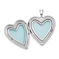 Sterling Silver Rhodium-plated 20mm Satin Pink Ribbon Love Heart Locket view 5