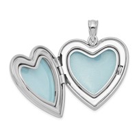 Sterling Silver Rhodium-plated 24mm Enameled D C Pink Ribbon Heart Locket view 5