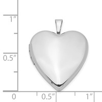 Sterling Silver Rhodium-plated Polished Front Satin Back 20mm Heart Locket view 4