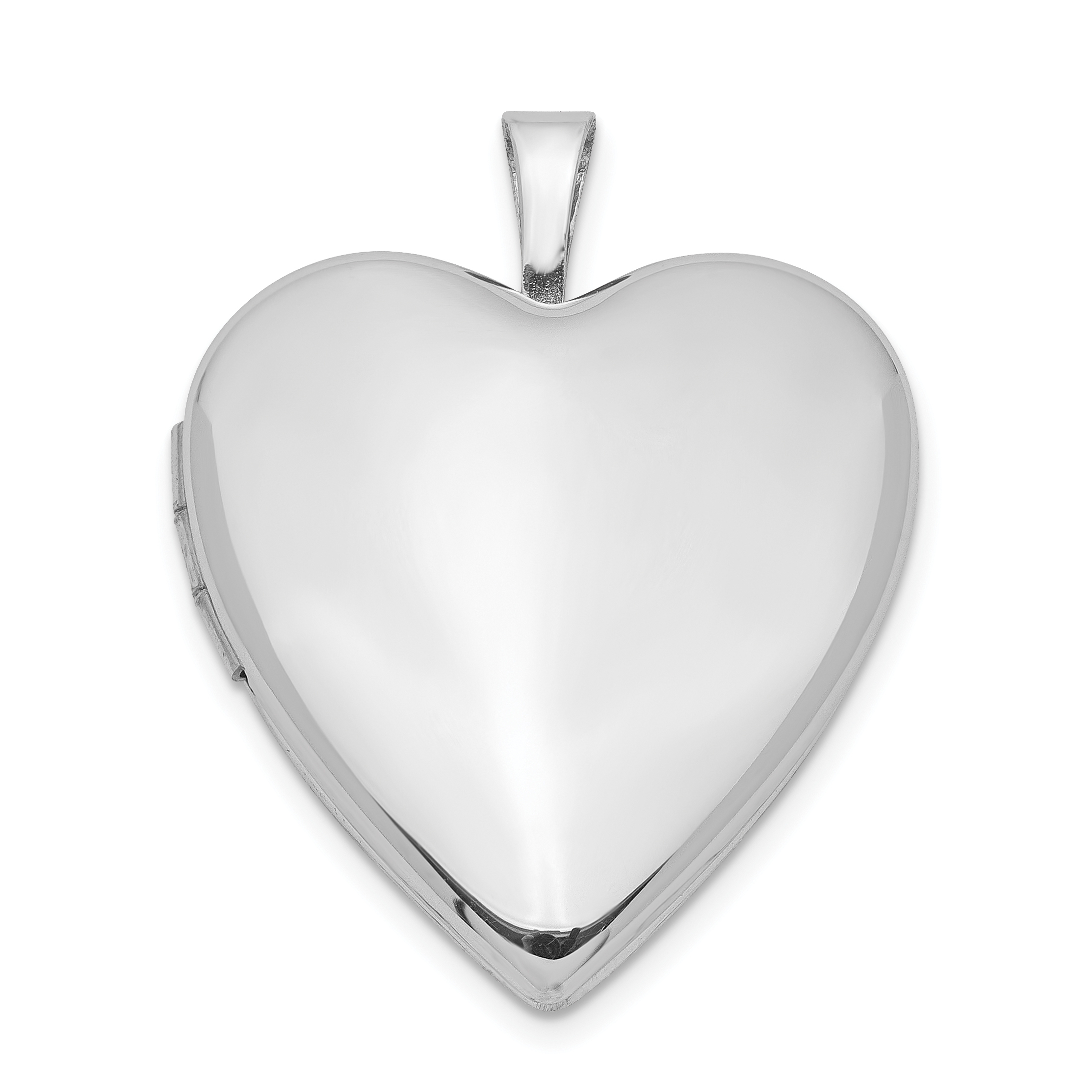 Sterling Silver Rhodium-plated 20mm Polished Front/Satin Back Heart Locket (QLS396)