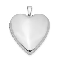 Sterling Silver Rhodium-plated Polished Front Satin Back 20mm Heart Locket view 1