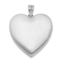 Sterling Silver Rhodium-plated Polished and Satin Diamond-cut 24mm Heart Locket view 3