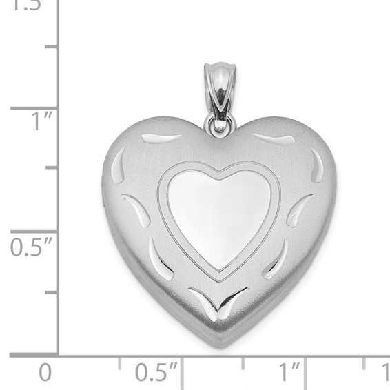 Sterling Silver Rhodium-plated 24mm D/C Heart Locket