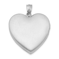 Sterling Silver Rhodium-plated Diamond Star Diamond-cut 24mm Heart Locket view 3