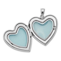 Sterling Silver Rhodium-plated Diamond Star Diamond-cut 24mm Heart Locket view 5