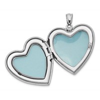Sterling Silver Rhodium-plated Polished Front Satin Back Swirl Design 4-Photo 24mm Family Heart Locket view 2