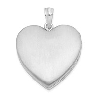 Sterling Silver Rhodium-plated Polished Front Satin Back Swirl Design 4-Photo 24mm Family Heart Locket view 3