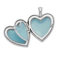 Sterling Silver Rhodium-plated Polished Front Satin Back Swirl Design 4-Photo 24mm Family Heart Locket view 5