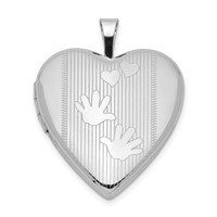 Sterling Silver Rhodium-plated Hands and Hearts 20mm Heart Locket view 1