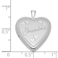 Sterling Silver Rhodium-plated Diamond-cut Grandma 20mm Heart Locket view 4