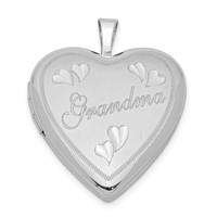 Sterling Silver Rhodium-plated Diamond-cut Grandma 20mm Heart Locket view 1