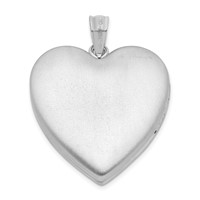 Sterling Silver Rhodium-plated Satin Pink and Green Enameled Rose 24mm Heart Locket view 3