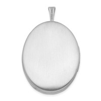 Sterling Silver Rhodium-plated Satin Pink and Green Enamel Diamond-cut Floral and Heart 26mm Oval Locket view 3
