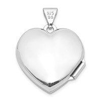 Sterling Silver Rhodium-plated 2-Hearts Plain Back 18mm Heart Locket view 3