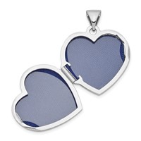 Sterling Silver Rhodium-plated 2-Hearts Plain Back 18mm Heart Locket view 5