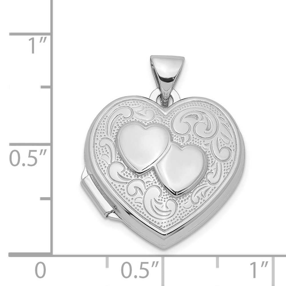 Sterling Silver Rhodium-plated Heart Locket (QLS42)