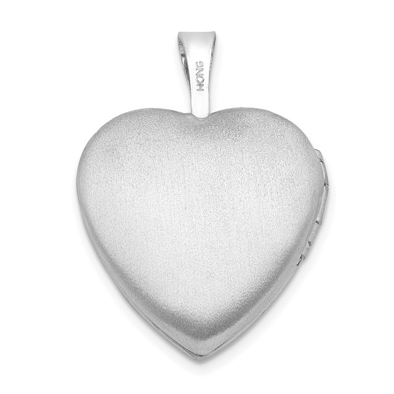 Sterling Silver RH-plated Satin & Enameled I Love You Rose Heart Locket