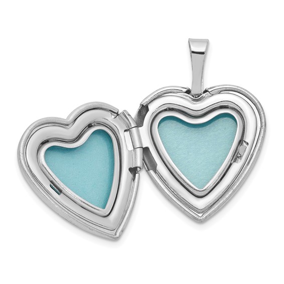 Sterling Silver RH-plated Satin & Enameled I Love You Rose Heart Locket