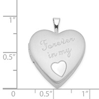 Sterling Silver Rhodium-plated Polished and Satin Forever in MY Heart 20mm Heart Locket view 4