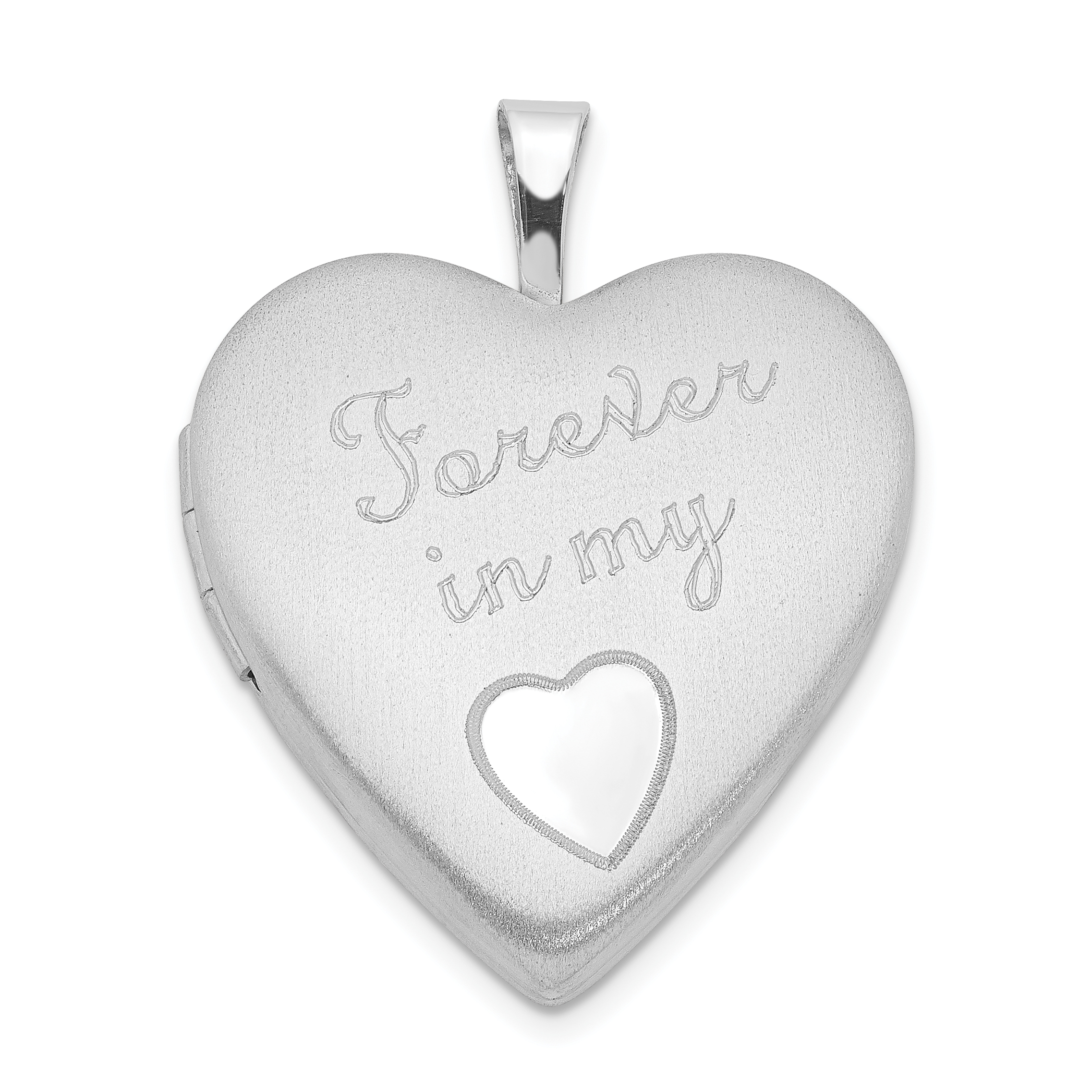 Sterling Silver Rhod-plated Polished/Satin 20mm Forever in my Heart Locket (QLS421)
