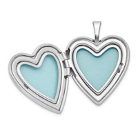 Sterling Silver Rhodium-plated Pink and Green Enameled Floral with Love 20mm Heart Locket view 5