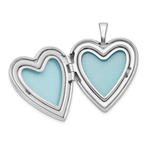 Sterling Silver Rhodium-plated 20mm D/C & Enameled Love Heart Locket