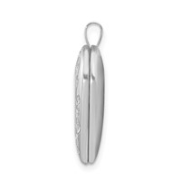 Sterling Silver Rhodium-plated Polished and Satin Diamond-cut Scroll Design 20mm Heart Locket view 2