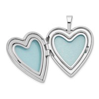 Sterling Silver Rhodium-plated Polished and Satin Diamond-cut Scroll Design 20mm Heart Locket view 5