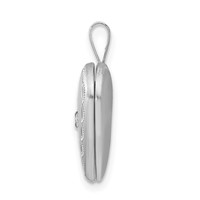 Sterling Silver Rhodium-plated Satin Diamond-cut Diamond Star 16mm Heart Locket view 2