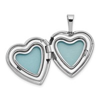 Sterling Silver Rhodium-plated Satin Diamond-cut Diamond Star 16mm Heart Locket view 5