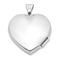 Sterling Silver Rhodium-plated Polished Lace Design 21mm Heart Locket view 3