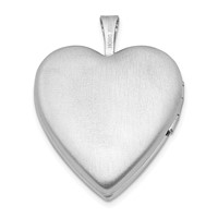 Sterling Silver Rhodium-plated Polished and Satin Diamond Stars 20mm Heart Locket view 3