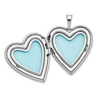 Sterling Silver Rhodium-plated Polished and Satin Diamond Stars 20mm Heart Locket view 5