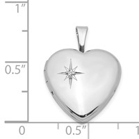 Sterling Silver Rhodium-plated Polished Diamond Star 16mm Heart Locket view 4