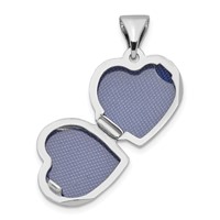 Sterling Silver Rhodium-plated Diamond Star 20mm Heart Locket view 5
