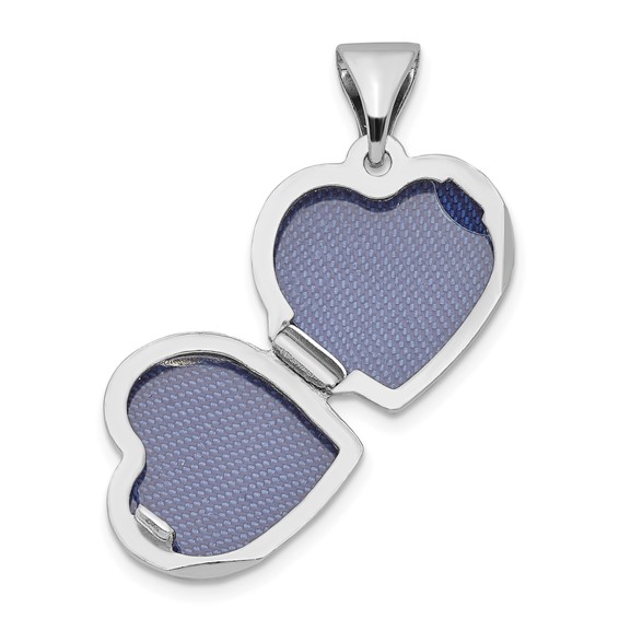 Sterling Silver Rhodium-plated & Diamond 20mm D/C Heart Locket