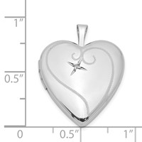 Sterling Silver Rhodium-plated Diamond Star 20mm Heart Locket view 4