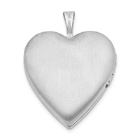 Sterling Silver Rhodium-plated Textured Daisies 20mm Heart Locket view 3