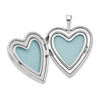 Sterling Silver Rhodium-plated Textured Daisies 20mm Heart Locket view 5