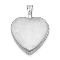 Sterling Silver Rhodium-plated Satin and Polished Diamond Star 16mm Heart Locket view 3