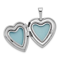 Sterling Silver Rhodium-plated Satin and Polished Diamond Star 16mm Heart Locket view 5