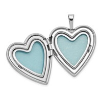 Sterling Silver Rhodium-plated Polished & Satin Enameled Butterfly Heart Locket Necklace and 14in Pendant Necklace Set, 18" view 3