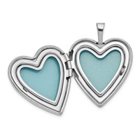 Sterling Silver Rhodium-plated Polished & Satin Heart Locket Necklace & 14in Pendant Necklace Set, 18" view 3