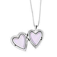 Sterling Silver Rhodium-plated Polished & Satin Butterfly Heart Locket Necklace & 14in Pendant Necklace Set, 18" view 2