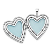 Sterling Silver Rhodium-plated Polished Satin Enameled Rose Heart Locket Necklace & 14in Pendant Necklace Set, 18" view 3