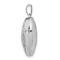 Sterling Silver Rhodium-plated Polished Hearts Border 18mm Heart Locket view 2